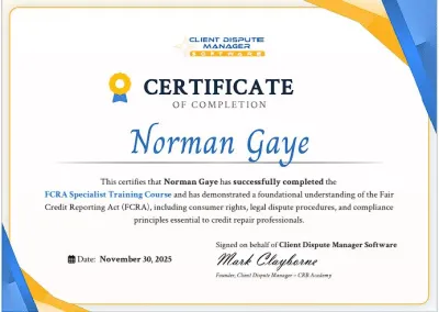 FCRA Certificate