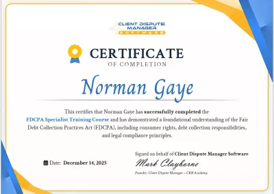 FDCPA Certificate